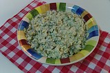 Салата с кисели краставички, зелени маслини и домашна майонеза